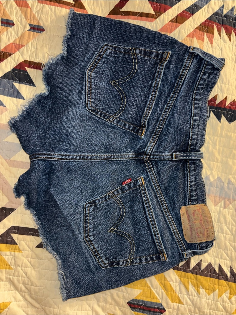 Levi's Women's Dark Blue Denim Cutoff Shorts with Frayed Hem